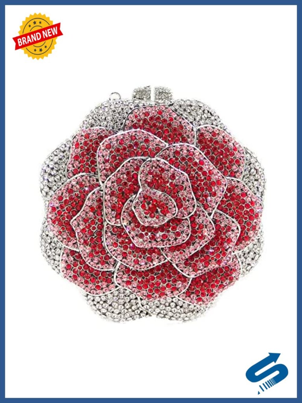 Mini Floral Rhinestone Clutch with Detachable Chain Straps
